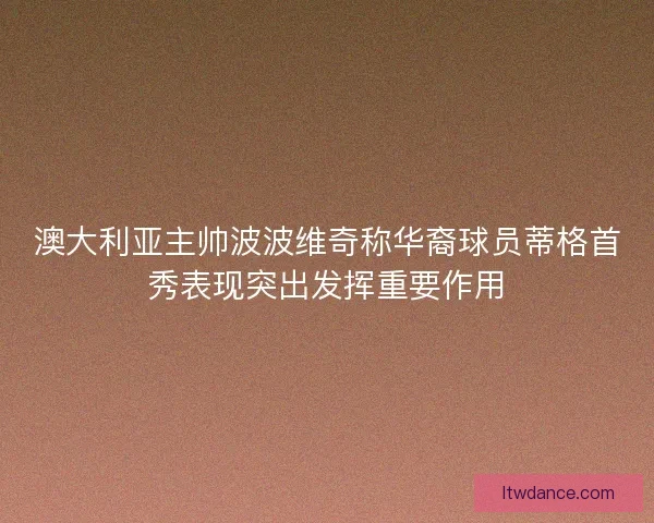 澳大利亚主帅波波维奇称华裔球员蒂格首秀表现突出发挥重要作用