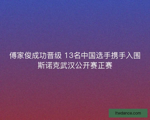 傅家俊成功晋级 13名中国选手携手入围斯诺克武汉公开赛正赛